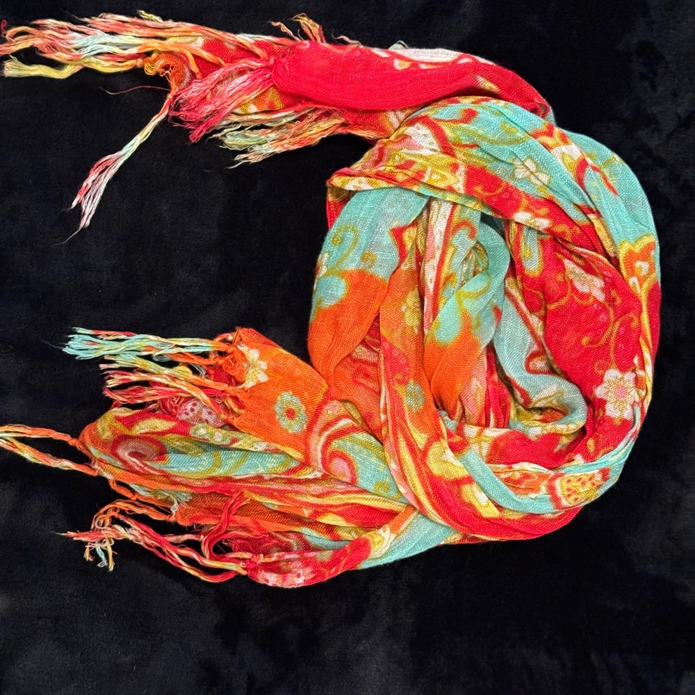 Spartina 449 Red and turquoise Scarf with Artistic Flair